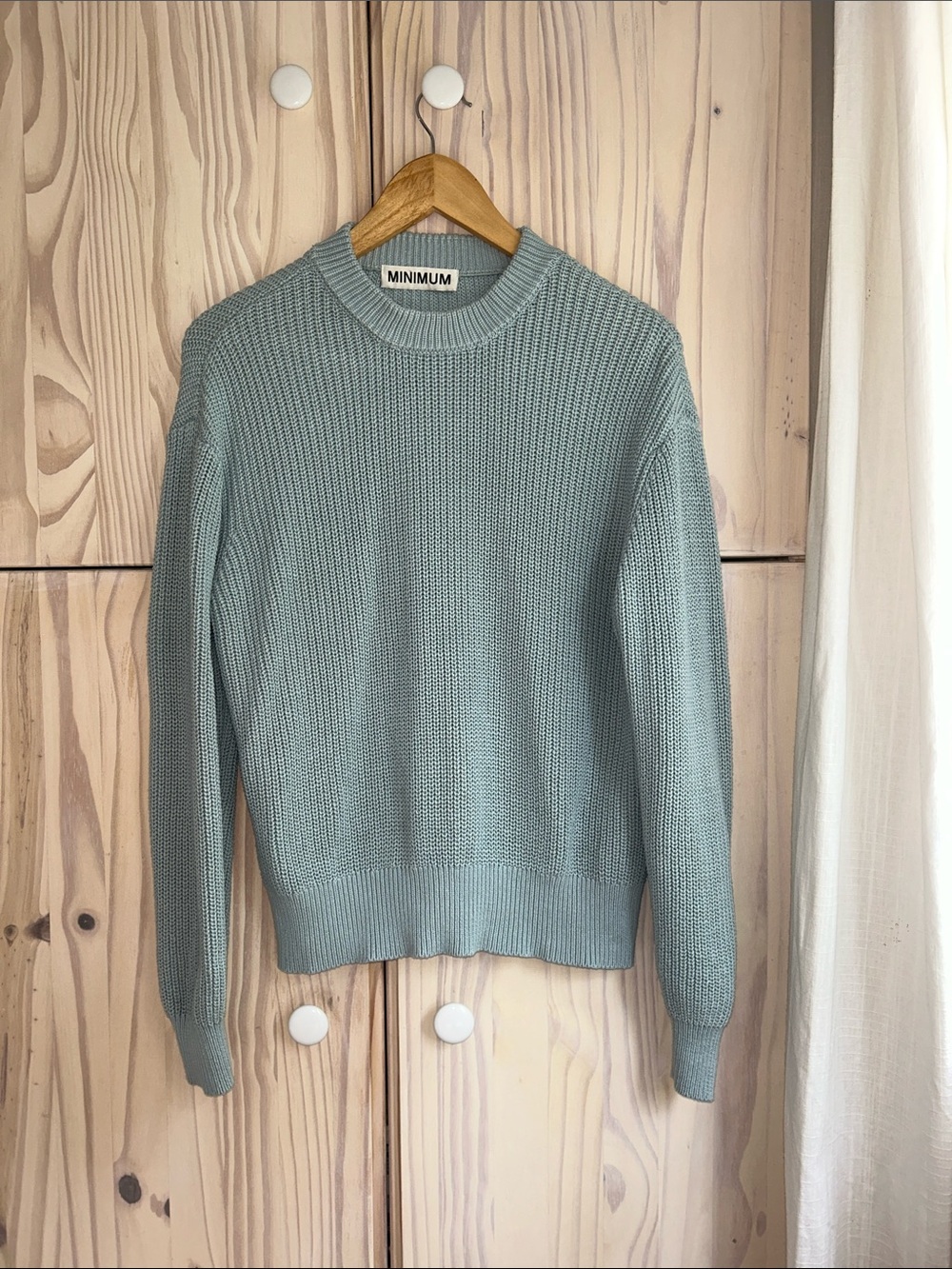 Minimum Mikala Sweater Pastel Aqua Knit Crewneck Sweater